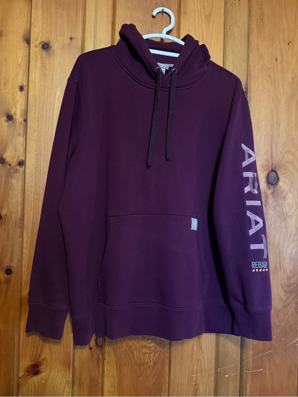 Ariat Rebar Women's Burgundy Pullover Hoodie with Sleeve Logo